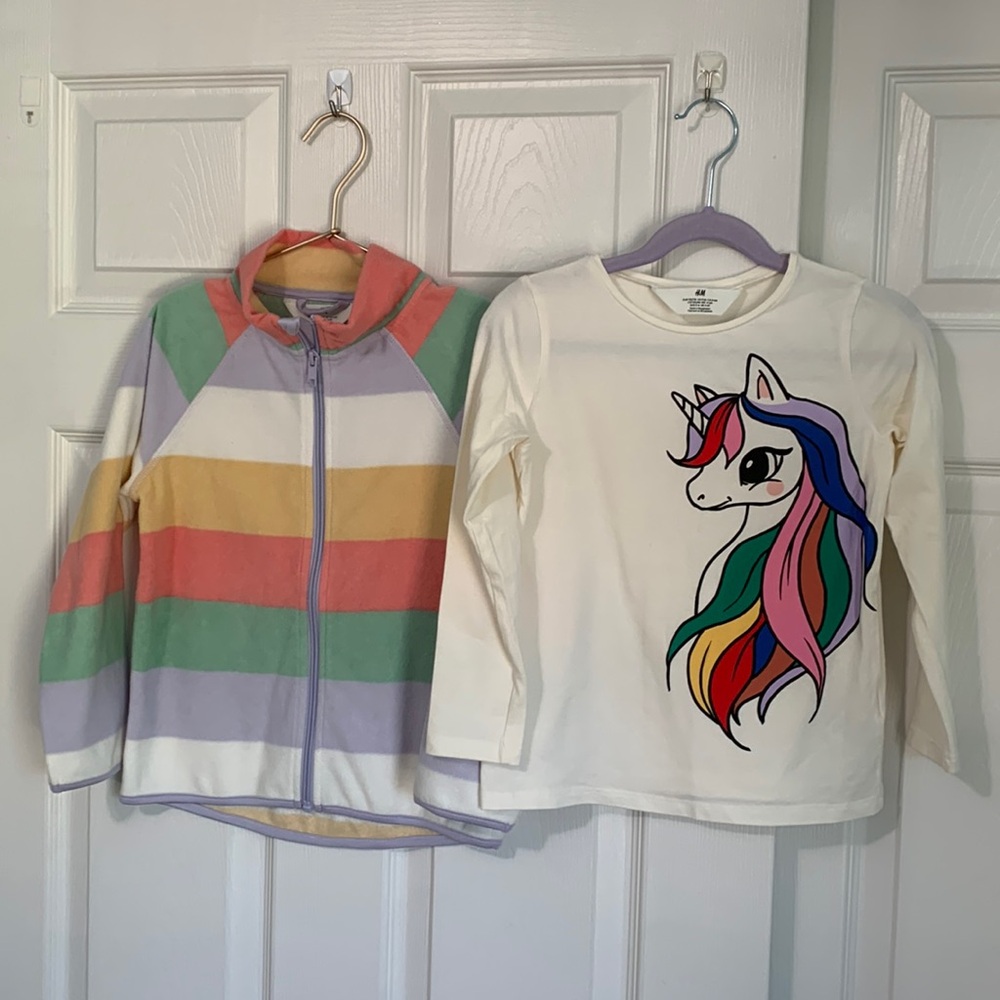 H&M Unicorn T-shirt & Stripes Fleece Sweater